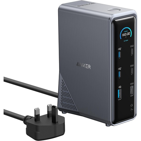 Anker Prime Charging Docking Station ( 14-in-1, Dual Display, 160W ) Gray – A83B62A1