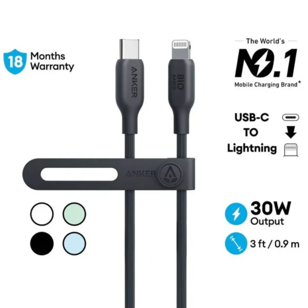 Anker 542 Powerline Usb C To Lightning Cable [Mfi Certified] Fast Charging 30W 3Ft Cable A80B1