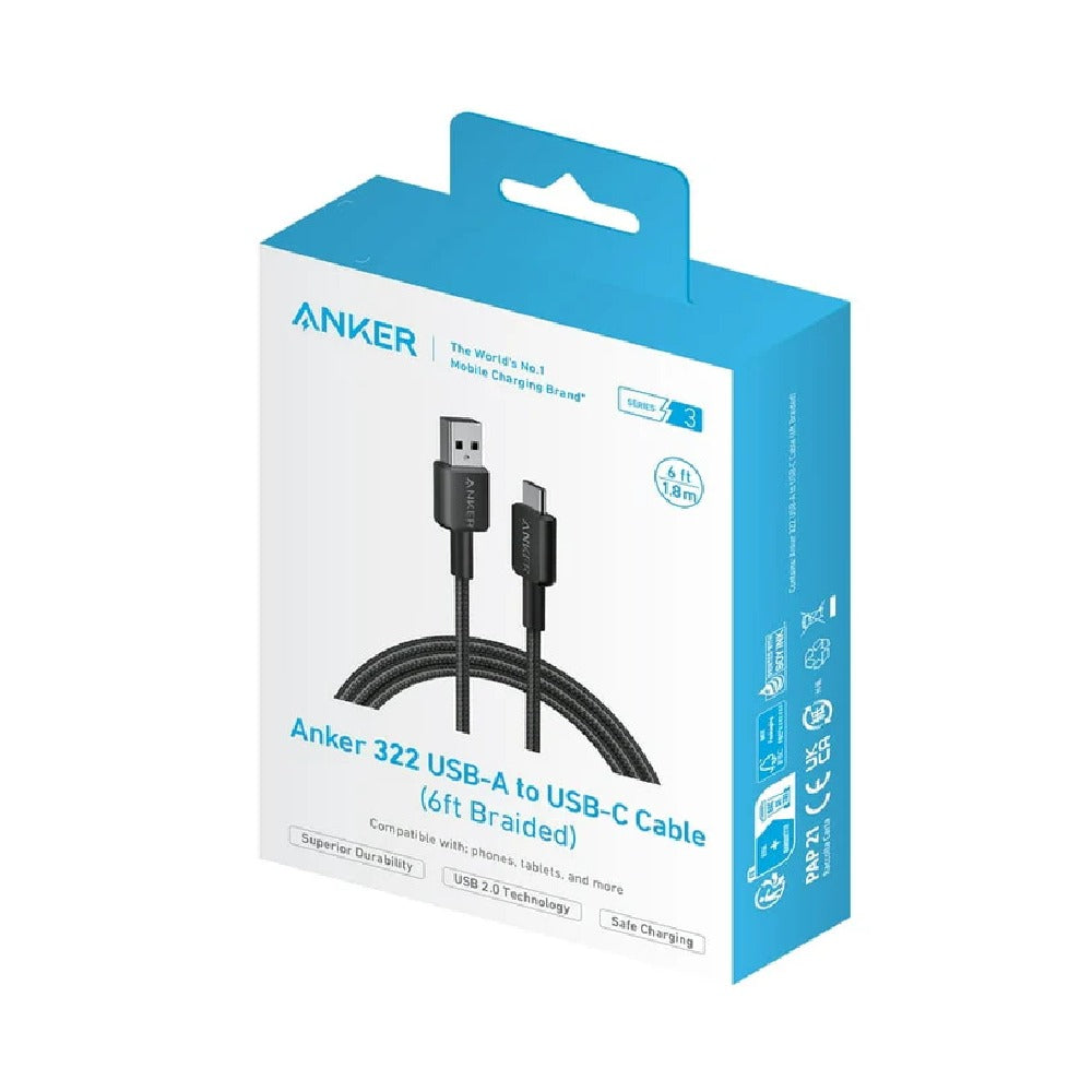 Anker A81H6H11 322 Usb-A To Usb-C Braided Cable 6Ft