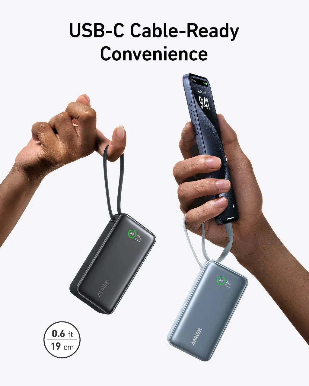 Anker A1259H11 Nano Power Bank 30W Built-In Usb-C Cable 10000Mah